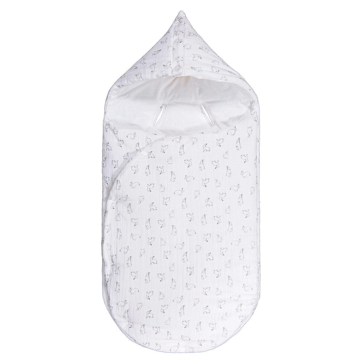 Nid d'ange à capuche imprimé, gaze de coton