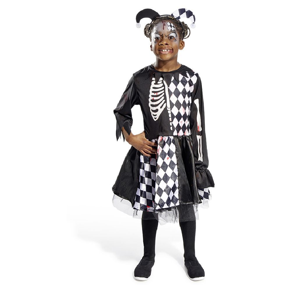 Déguisement enfant Halloween arlequin noir et blanc robe 4/6ans