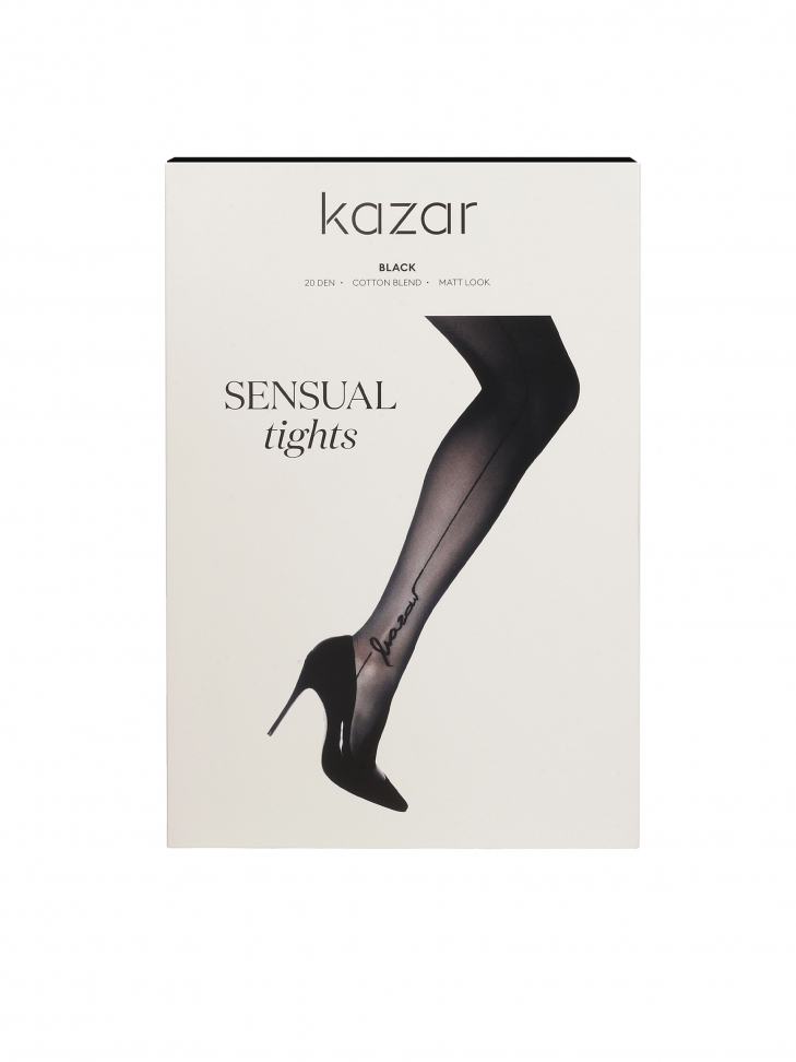 Black tights with a vertical line and a logo