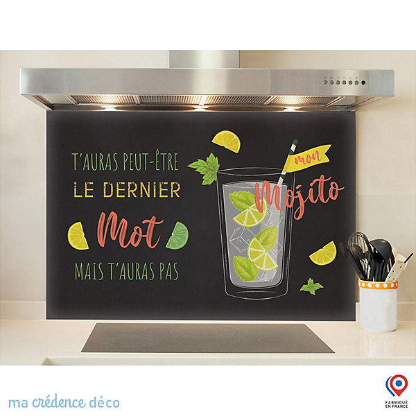Crédence cuisine fond de hotte Mojito 4 - Verre trempé - L 90 cm x H 50 cm - MaCrédenceDéco