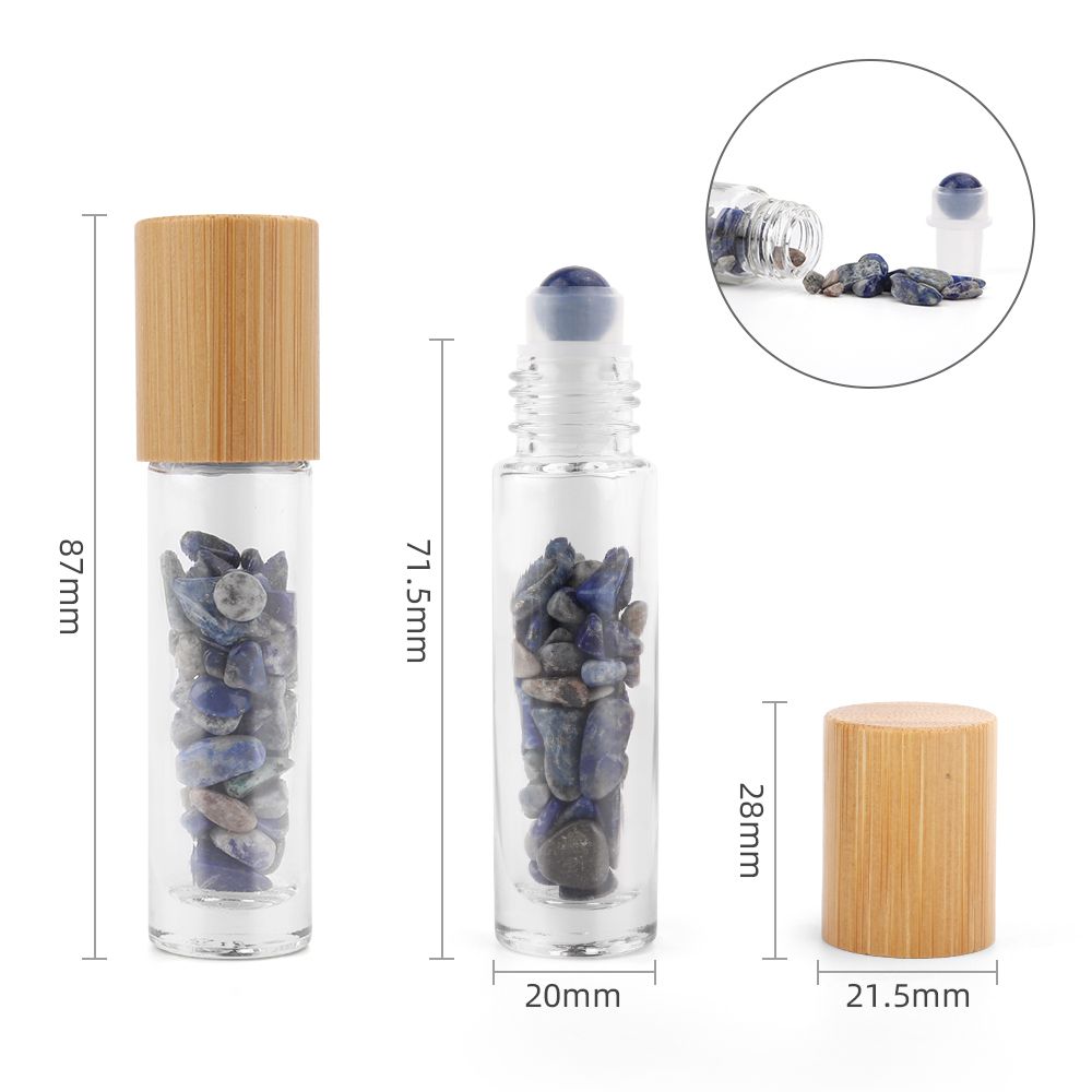 KDMD Gemstone Essential Oil Roller Bottle - Sodalite - Wooden Cap