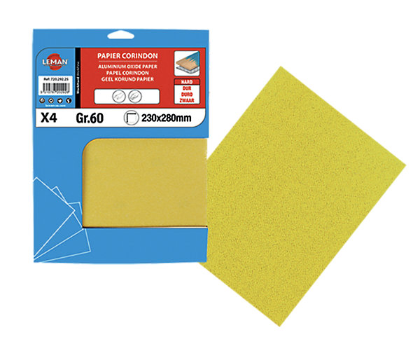 8 FEUILLES PAPIER CORINDON JAUNE 230X280 GR120 PAR 15 LOTS - PC.083 - LEMAN