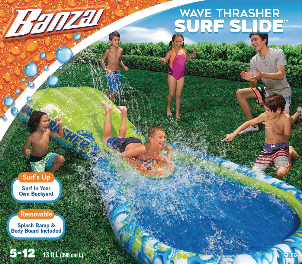 Banzai Wave Trasher Surf Water slide with Body Board, Age 5+