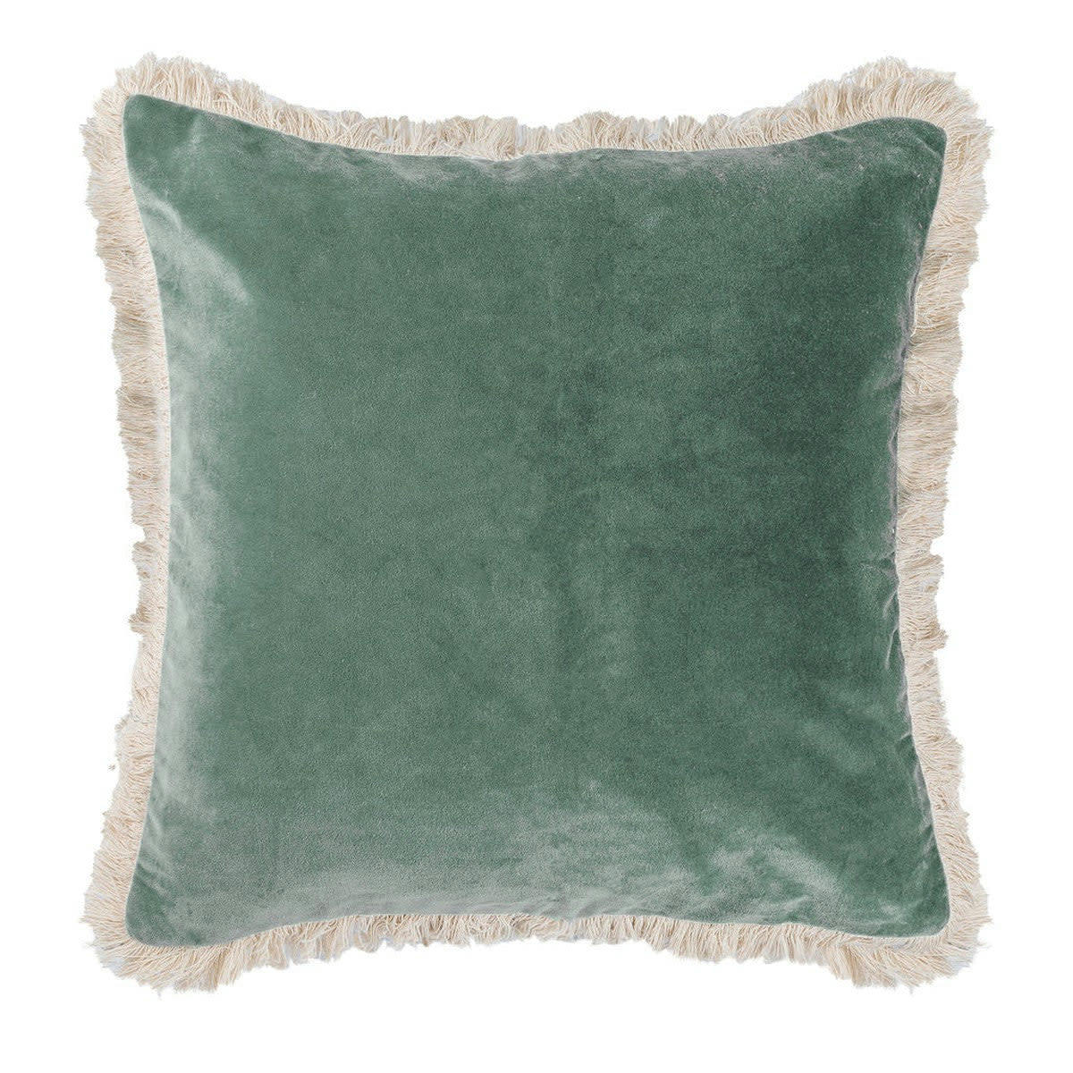 BUDAPEST - Housse de coussin velours de coton  50x50 vert sauge