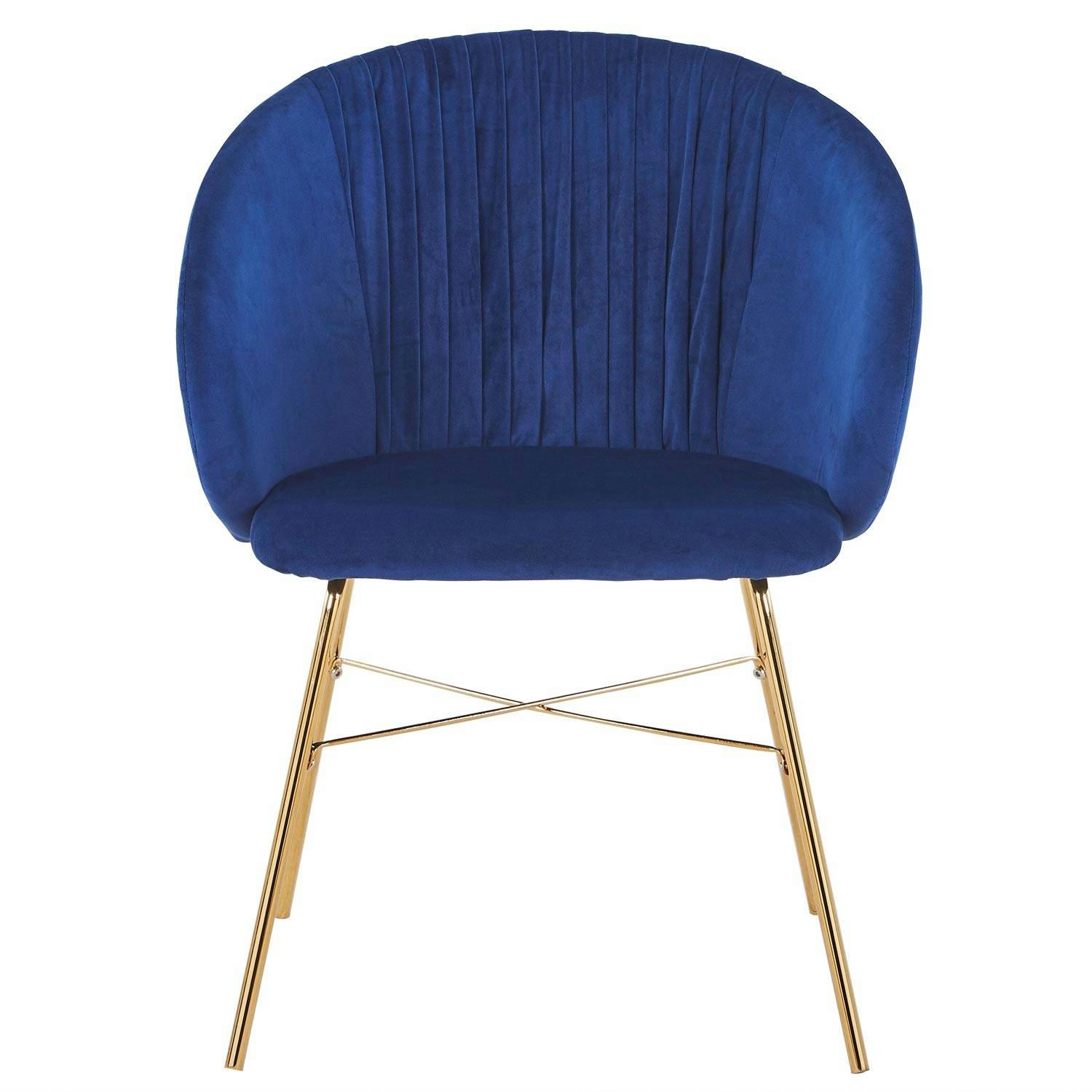 SMART - Chaise velours bleu pieds or