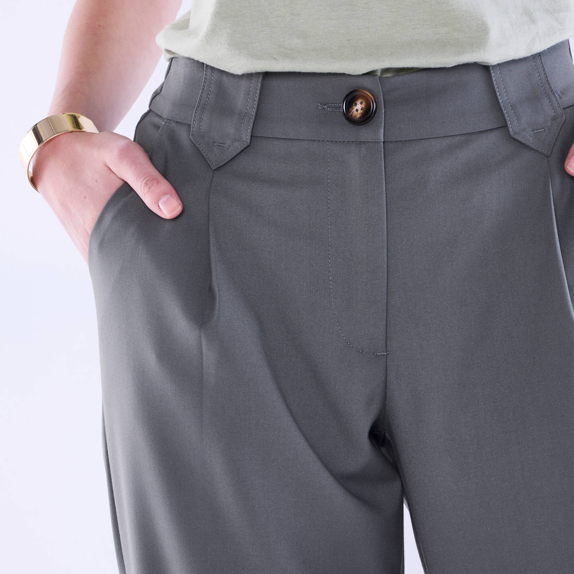 Pantalon droit large, uni