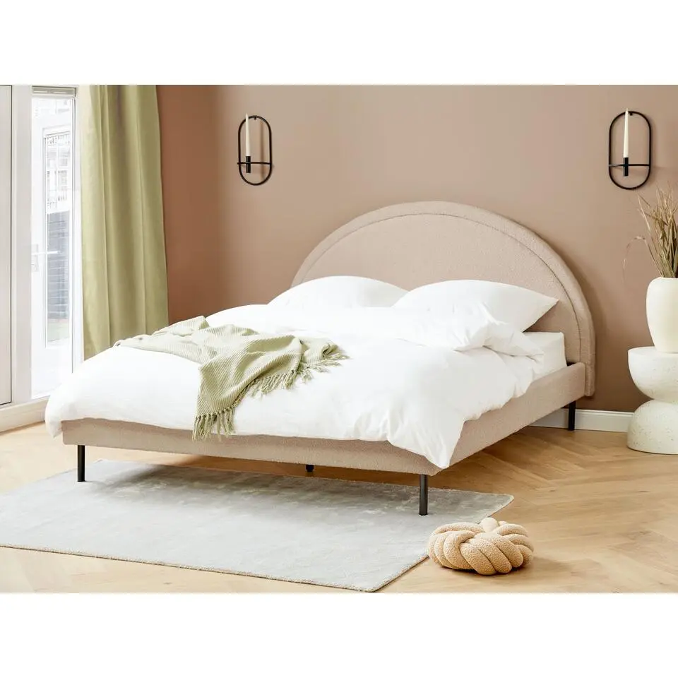 MARGUT - Bed - Beige - 160 x 200 cm - Boucl&eacute;