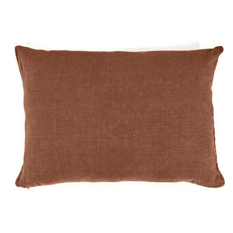 BASES DE LA LITERIE - Taie d'oreiller en lin pur lavé Terre Cuite 50x70