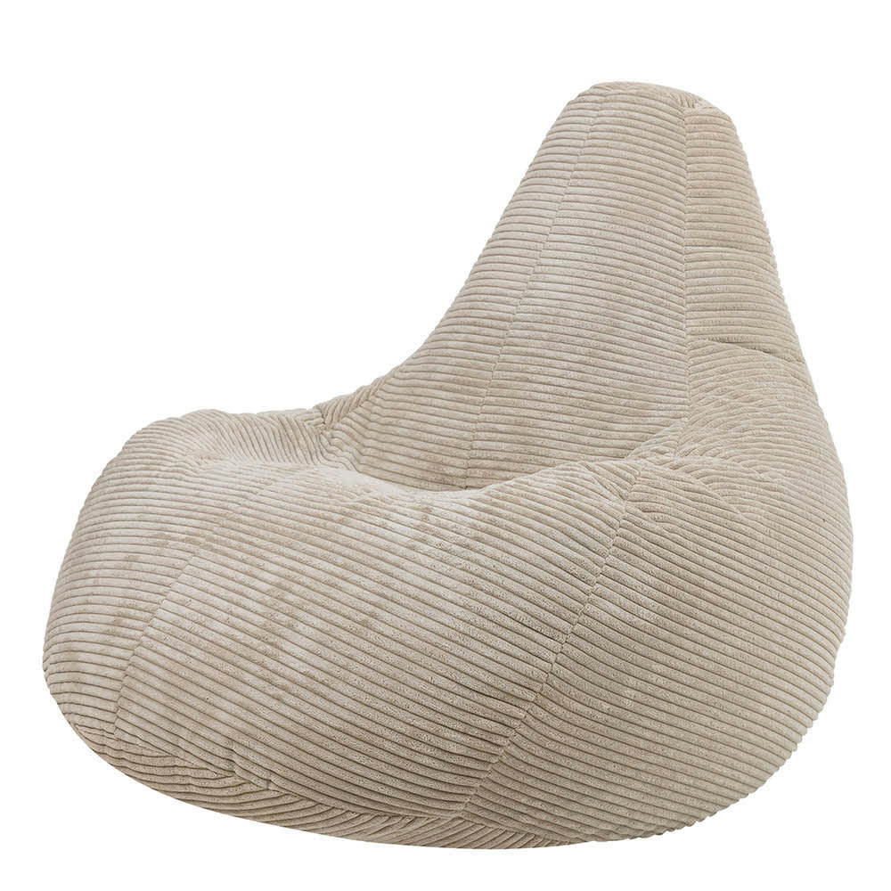 DALTON - Pouf inclinable velours côtelé beige galet