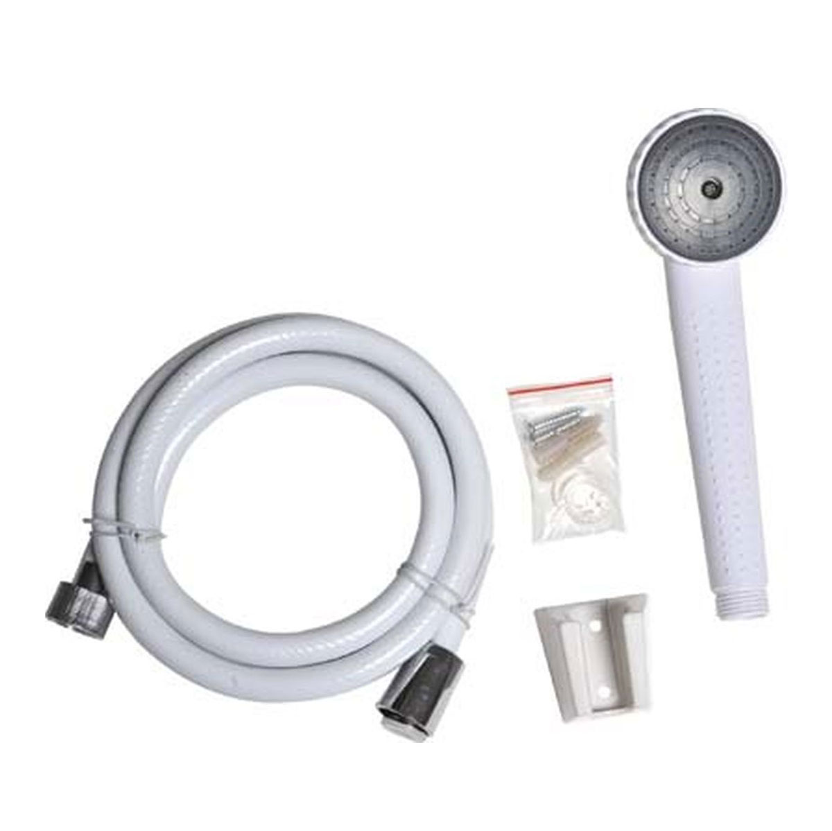 Kit chuveiro branco 1 função e mangueira flexível 150cm