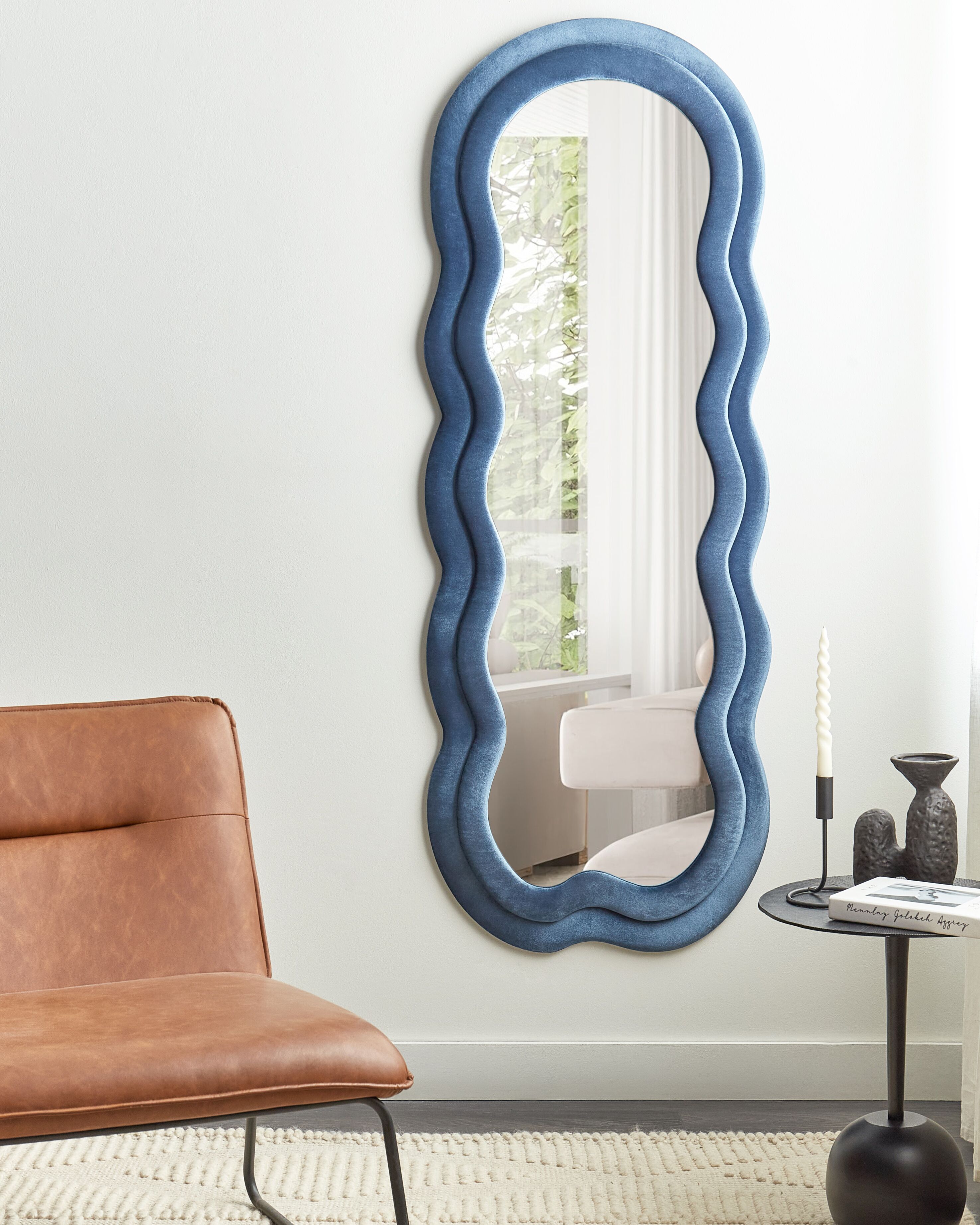 Wall Mirror LACS 57 cm 160 cm Velvet Blue