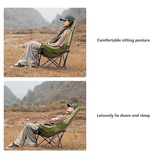 NNEOBA High-Back Adjustable Camping Moon Folding Leisure Chair Green