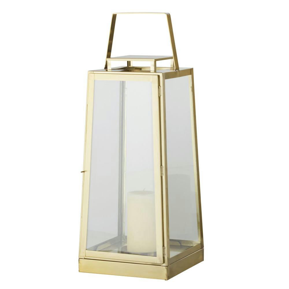 - Lanterne en verre et acier doré