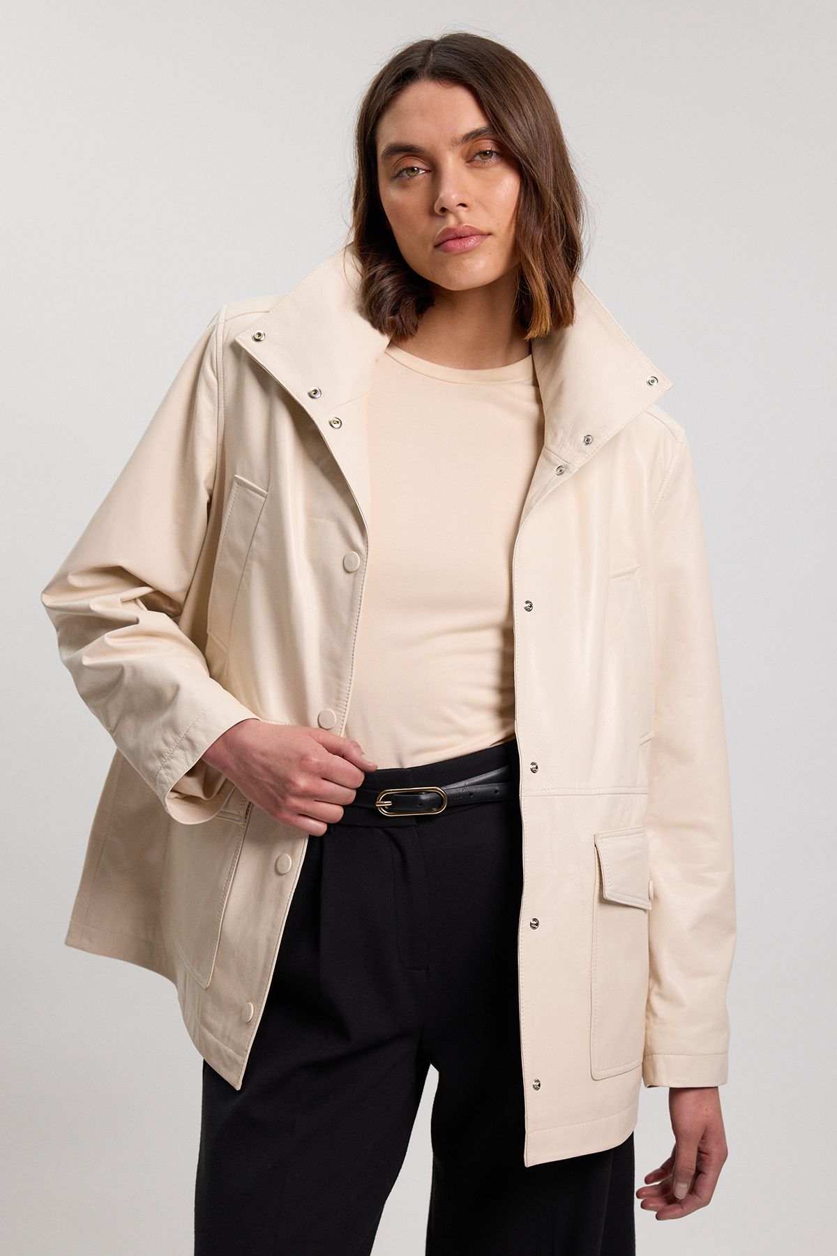 KarenMillen Leather Oversized Jacket