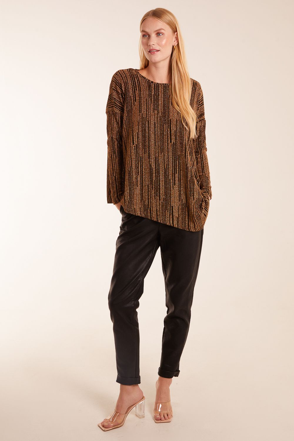Blue Vanilla Asymmetric Batwing Metallic Top