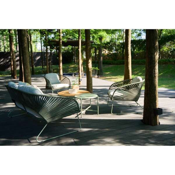 Zestaw MEBLE OGRODOWE Novella szary sofa, 2 fotele i stoliki