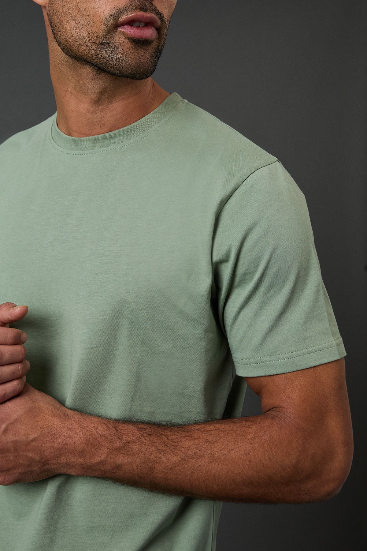 Burton Sage Green Plain Crew Neck T-Shirt