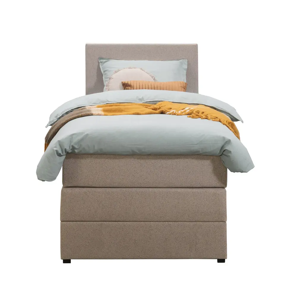 Boxspring met opbergruimte Liv egaal - beige - 90x200 cm