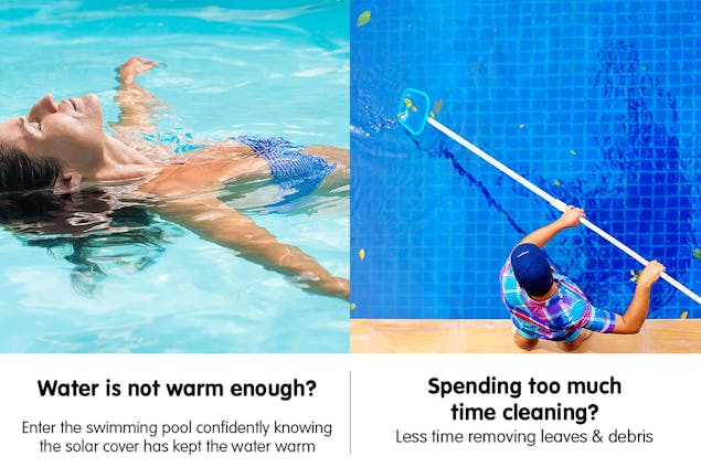 NNEDPE 400micron Swimming Pool Roller Cover Combo - Silver/Blue - 6.5m x 3m