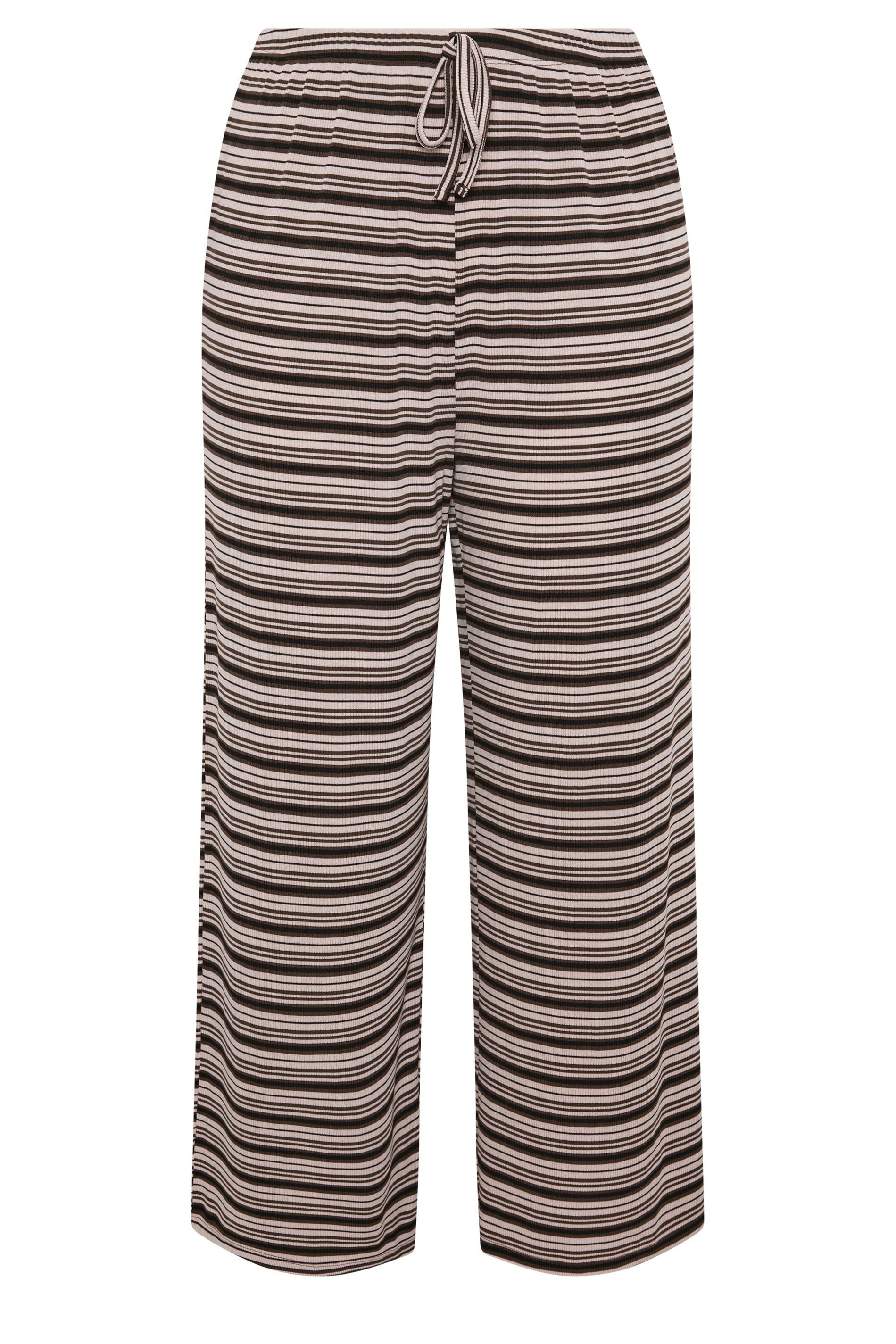 Yours Stripe Ribbed Wide Leg Trousers