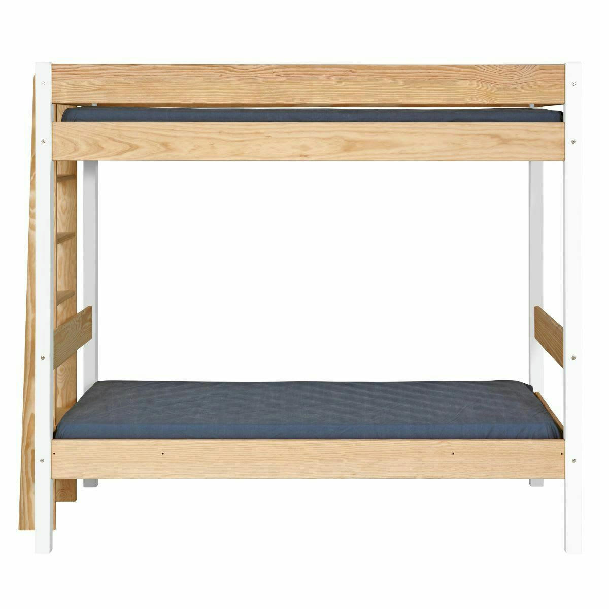 JAMY - Pack lit superposé gigogne avec matelas 90x190 cm blanc et bois