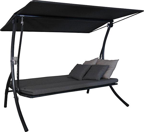 balancelle Motion Smart - balancelle de jardin pour s'asseoir, s'allonger et se détendre, avec fonction lit, gris