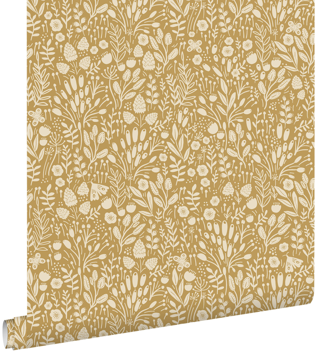 ESTAhome behang bloemetjes okergeel - 50 x 900 cm - 131252