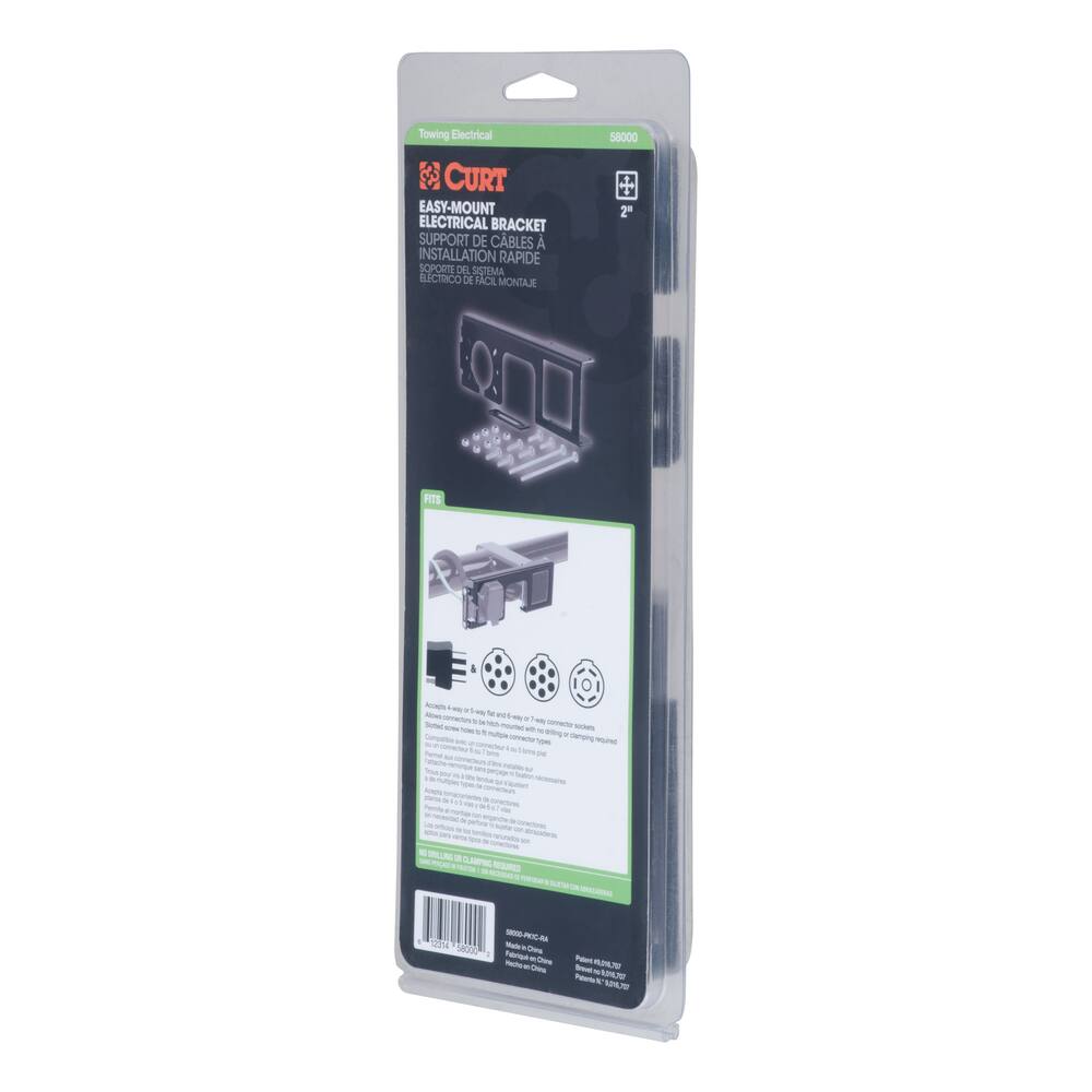 CURT 58000 Easy-Mount Wiring Bracket for 4 or 5-Flat, 6, 7-Round. Fits 2-in Receiver