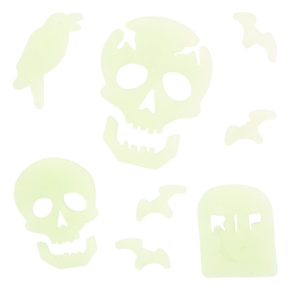 Sticker autocollant Halloween gel phosphorescent plache 20x20cm (3 modèles)