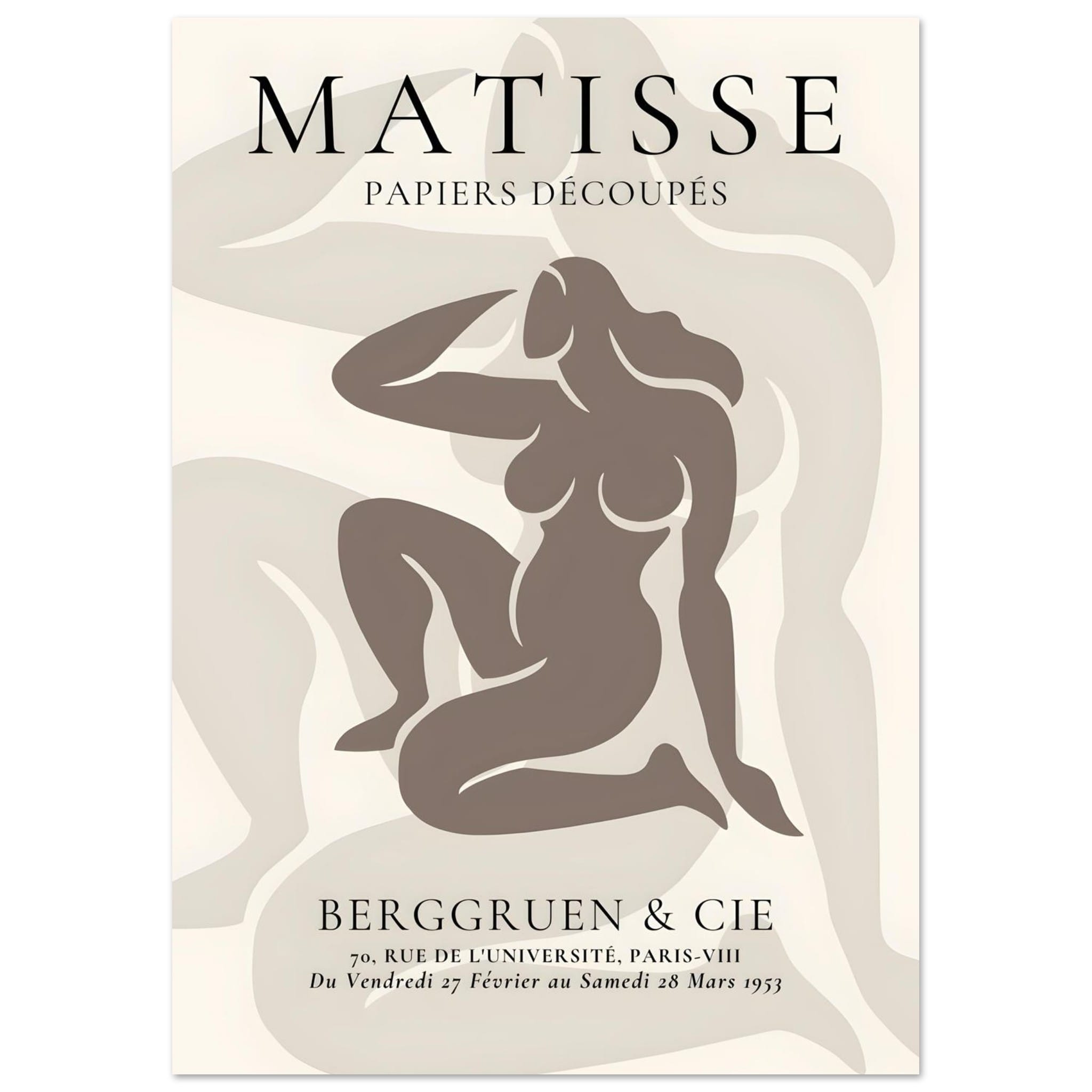 Artfulprints Poster Matisse - Shapes of her  - A4 21x29.7 cm - Taupe