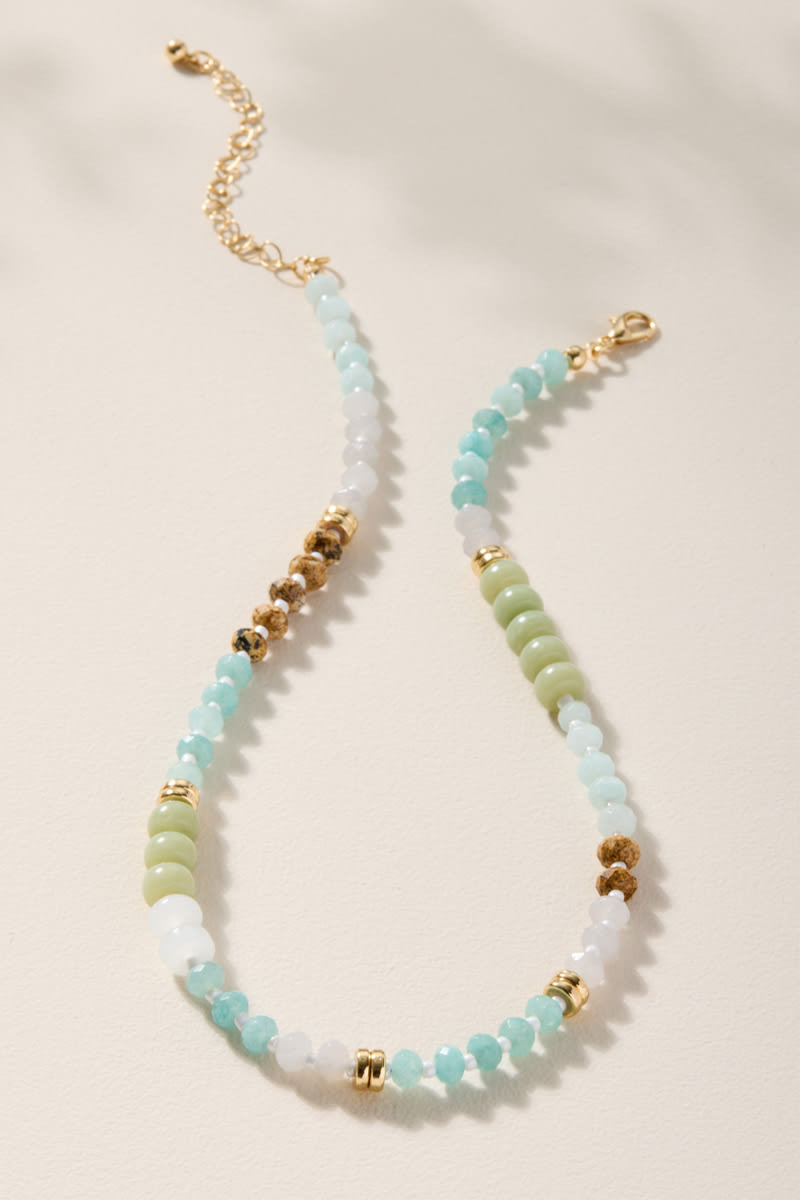 Raquel Single Strand Blue Beaded Necklace