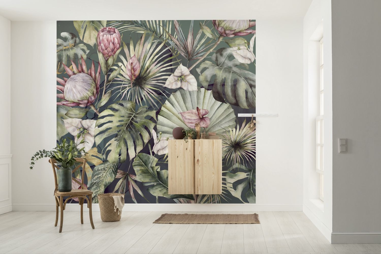 Sanders & Sanders fotobehang jungle-motief groen en roze - 300 x 280 cm - 612009