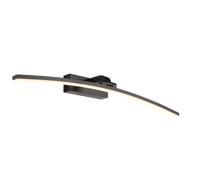 Kinkiet LED czarny nad okragłe lustro 40 cm