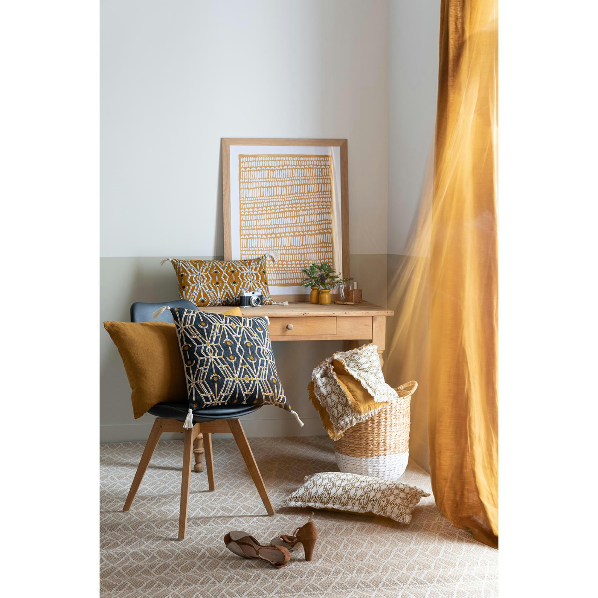 ZEFF - Coussin uni  en lin bronze 40 x 65