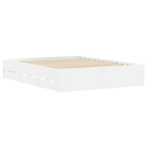 NNEVL Bed Frame with Drawers White 150x200 cm Engineered Wood