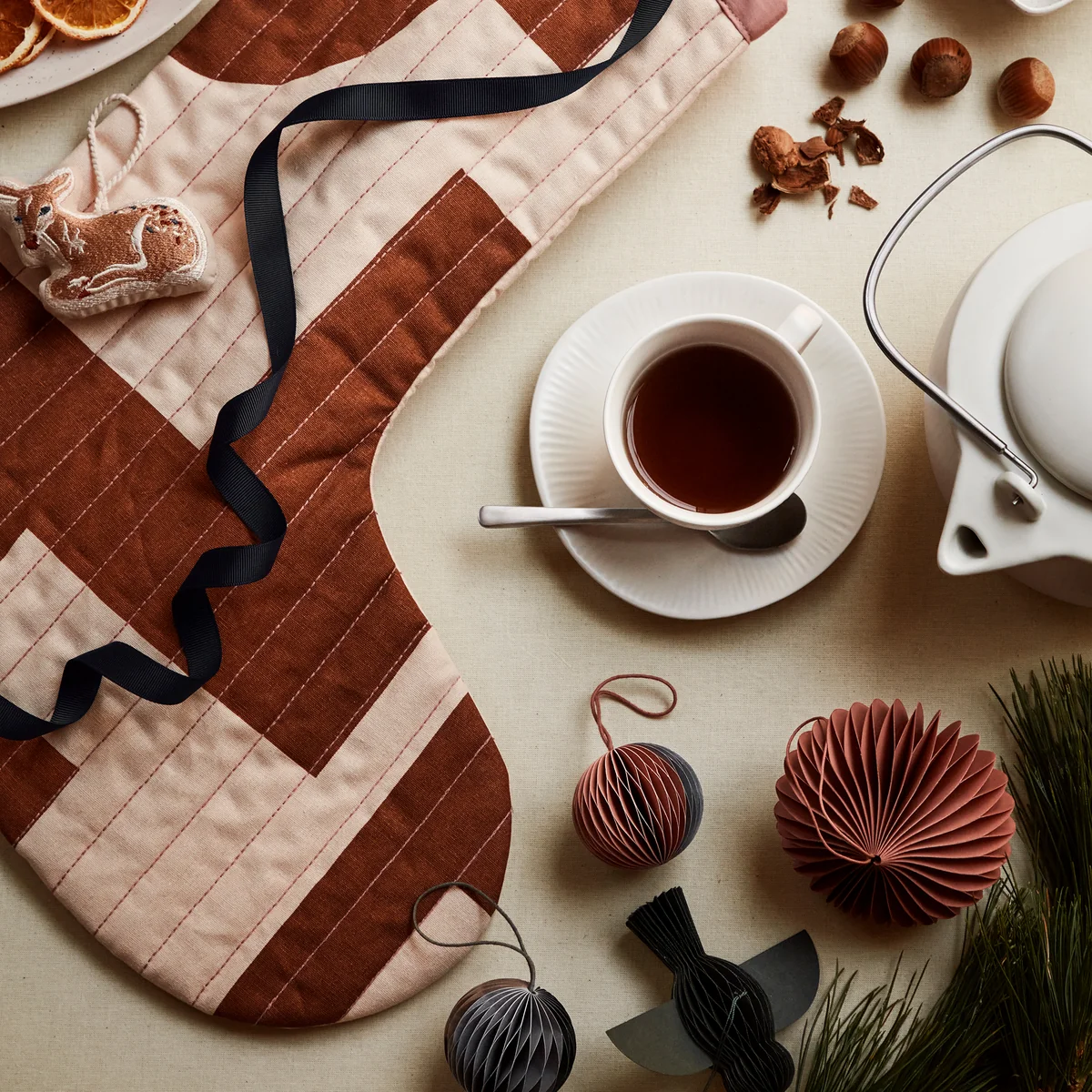 Broste Copenhagen - Karla Weihnachtsstrumpf, turkish coffee black