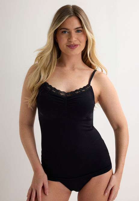 Womens Black Seam Free Smoothing Cami Vest