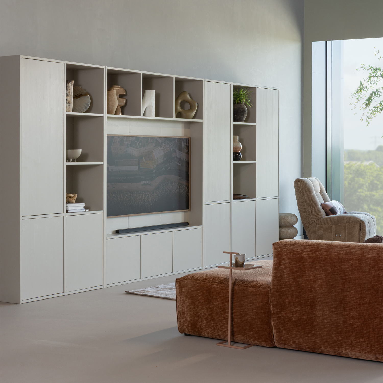 WOOOD Meggy Opbergkast Rechts - Grenen hout - Dust Grijs - 215x108x40