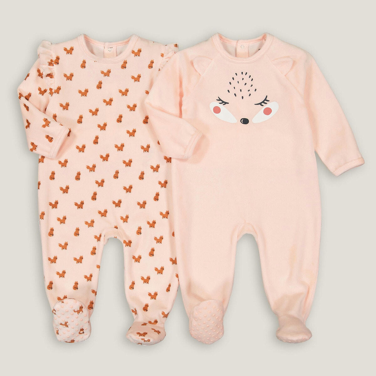 Lot de 2 pyjamas 1 pièce imprimés en velours