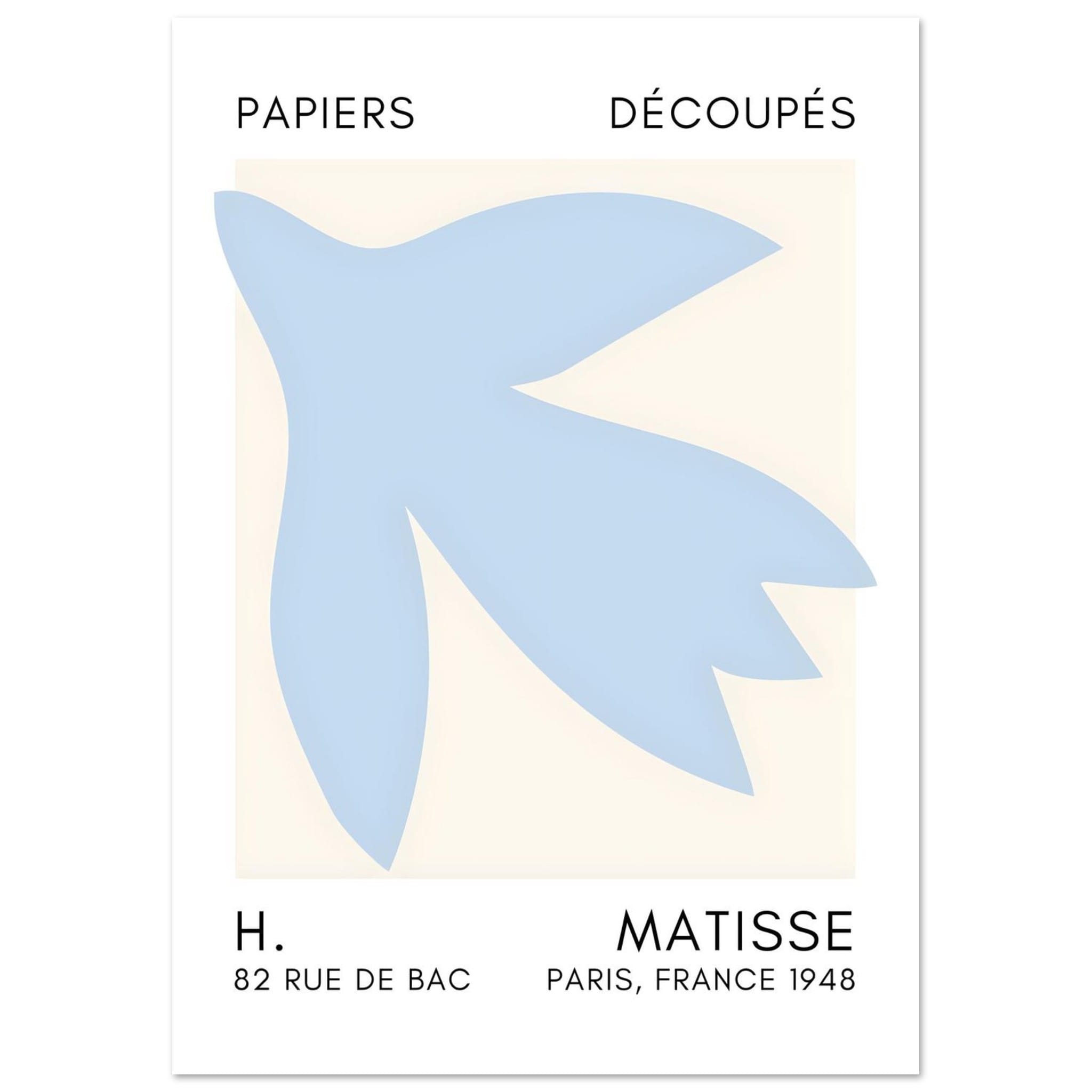 Artfulprints Poster Matisse – Shapes in the air light blue  - A4 21x29.7 cm - Blauw