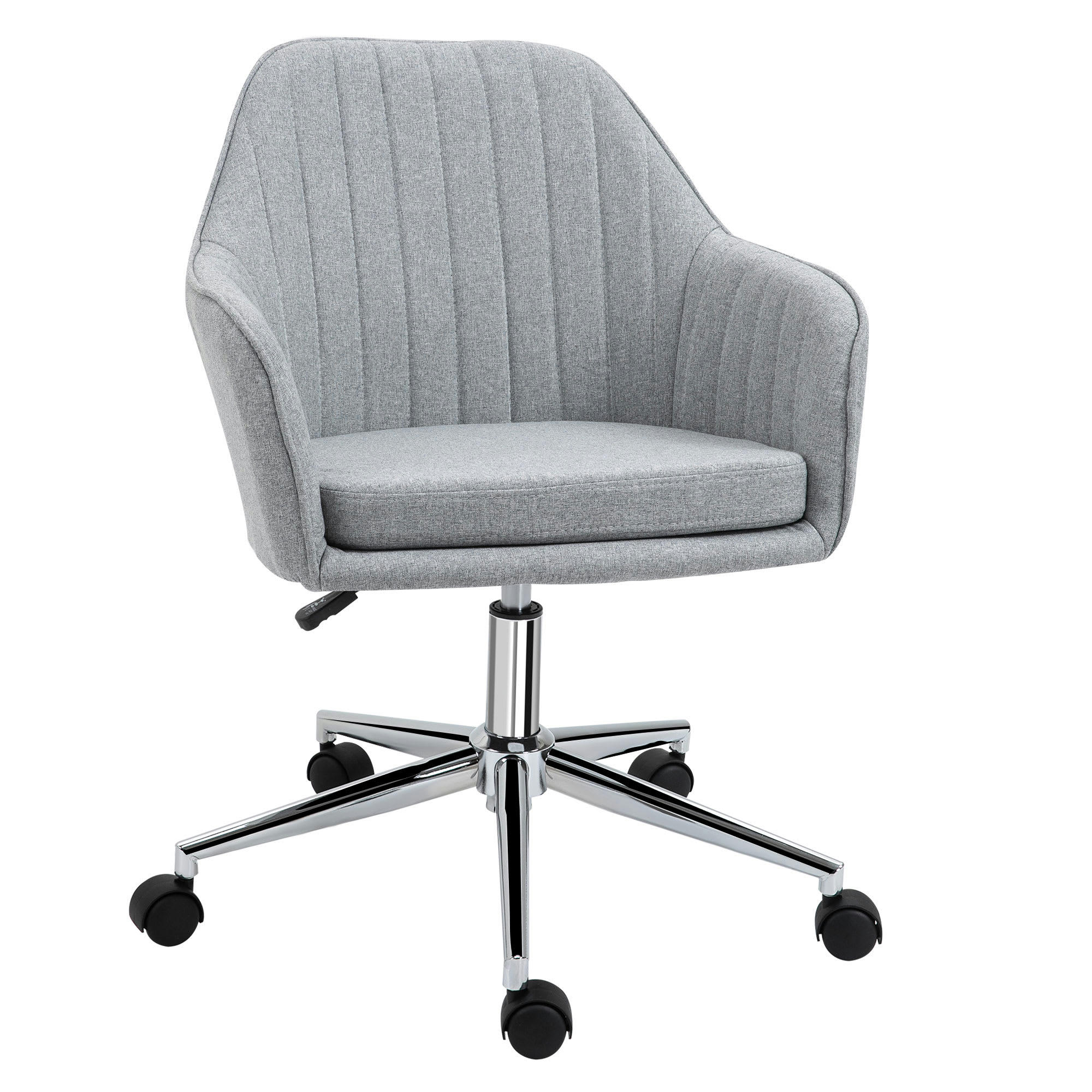 - Chaise de bureau design contemporain piètement chromé lin gris