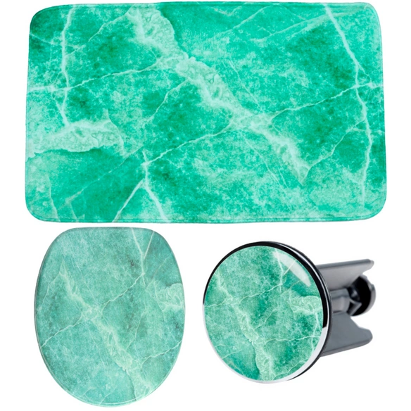Bad-Accessoire-Set, 3-tlg., Marmor Gruen