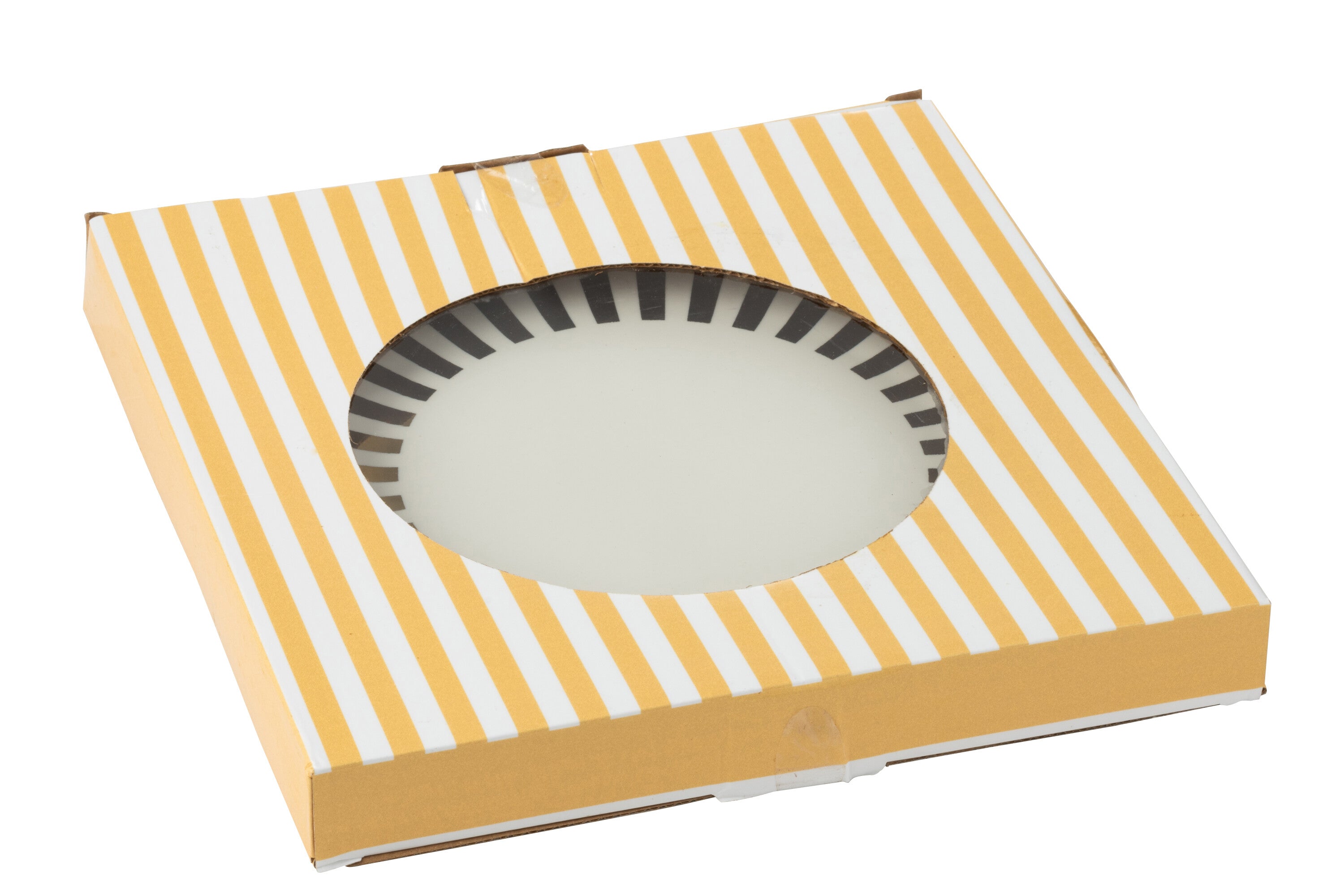 J-Line bord Gestrepen - porselein - goud wit - large