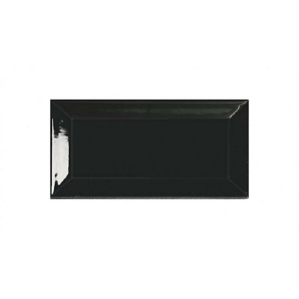 Carrelage mur relief métro parisien uni noir brillant 7,5x15 cm METRO BLACK