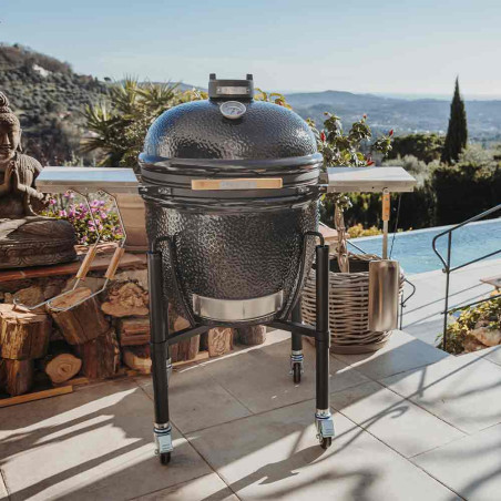 Pack Kamado ONE.66 sur chariot   demi-grille en fonte - Monolith