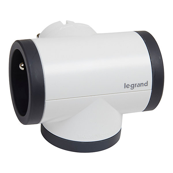 Multiprise 3 prises rotative Legrand blanc et gris