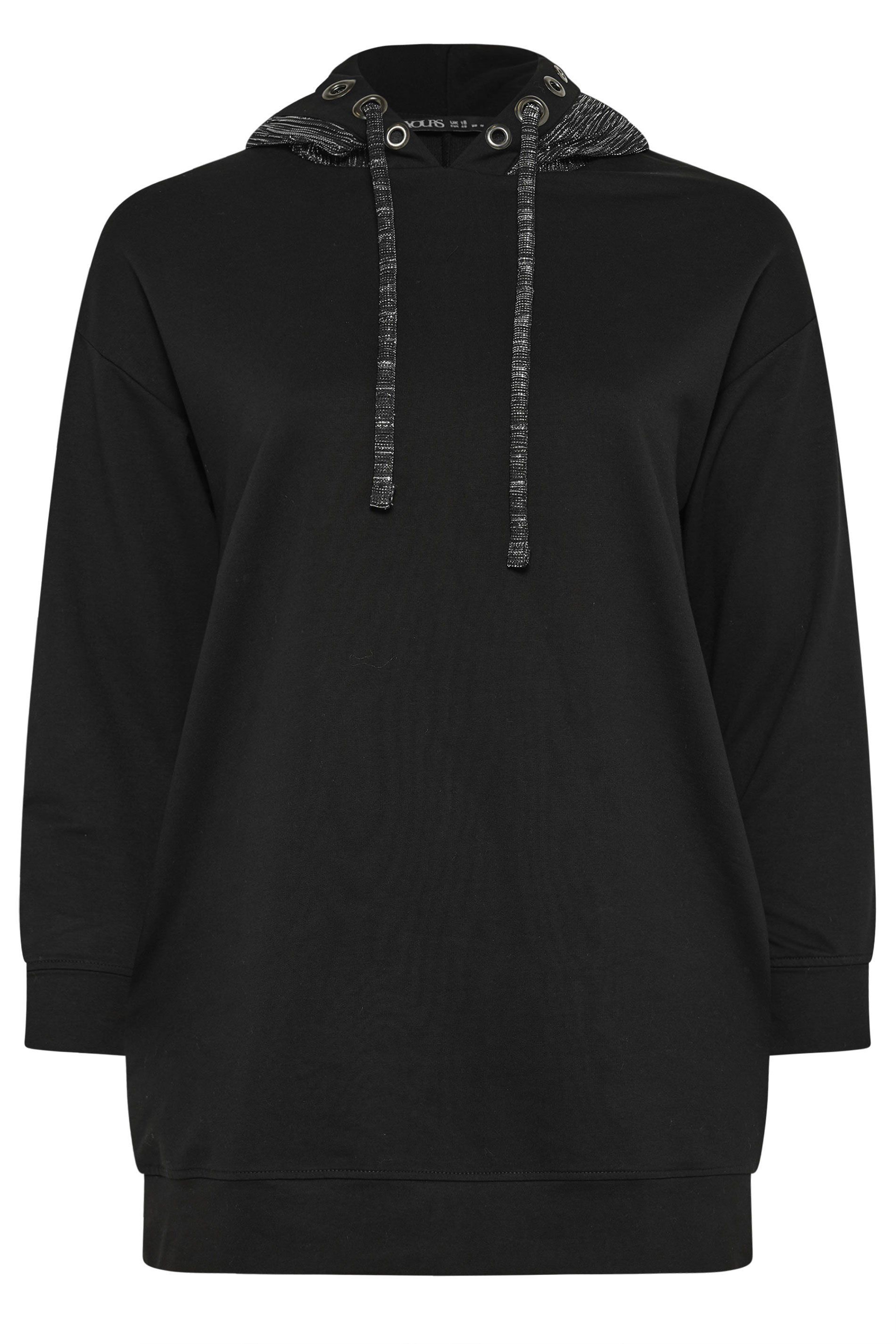 Yours Shimmer Trim Eyelet Hoodie