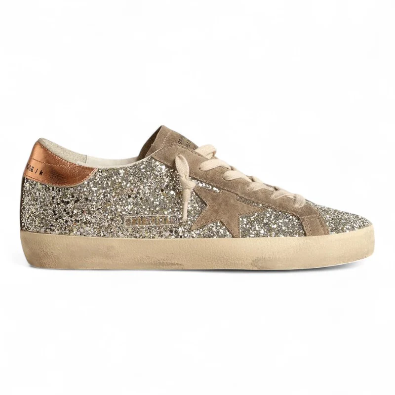 Super-Star sneakers in platinum glitter with a dove-gray suede star