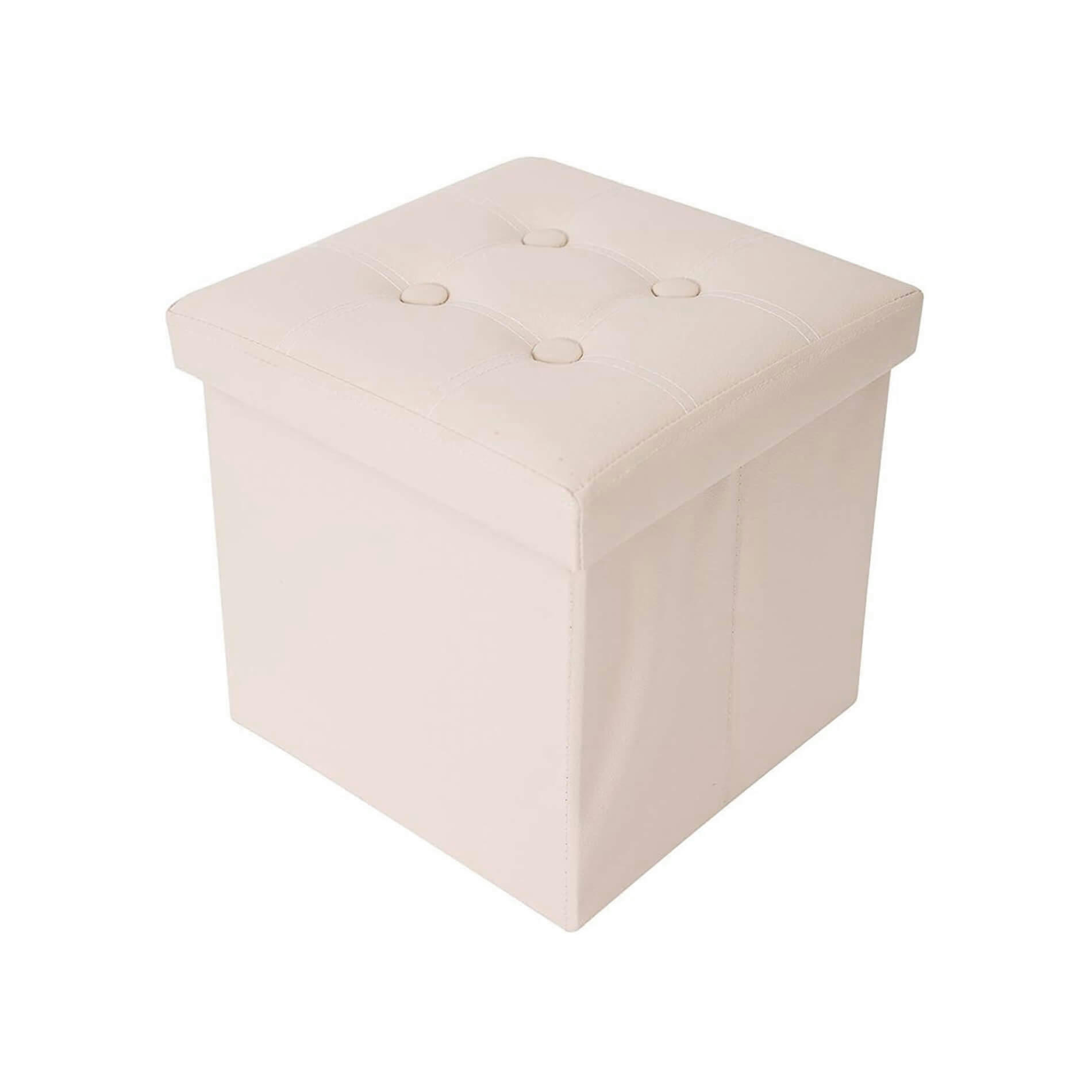 COLORFUL LIFE - Repose-pieds cube de rangement  30x30x30 en similicuir beige