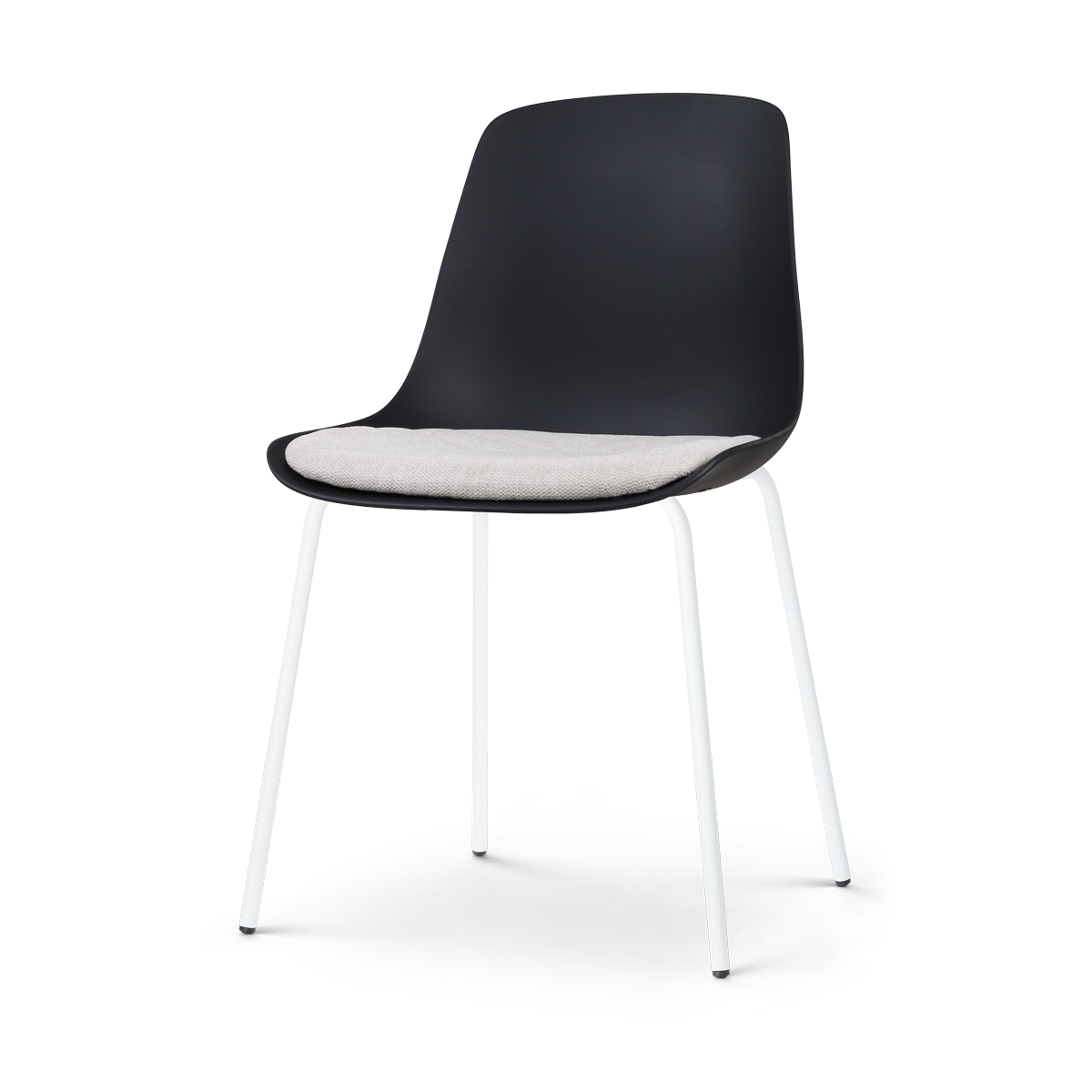 Nolon Nora-Liv Eetkamerstoel Zwart - Beige Kussen - Witte Poten